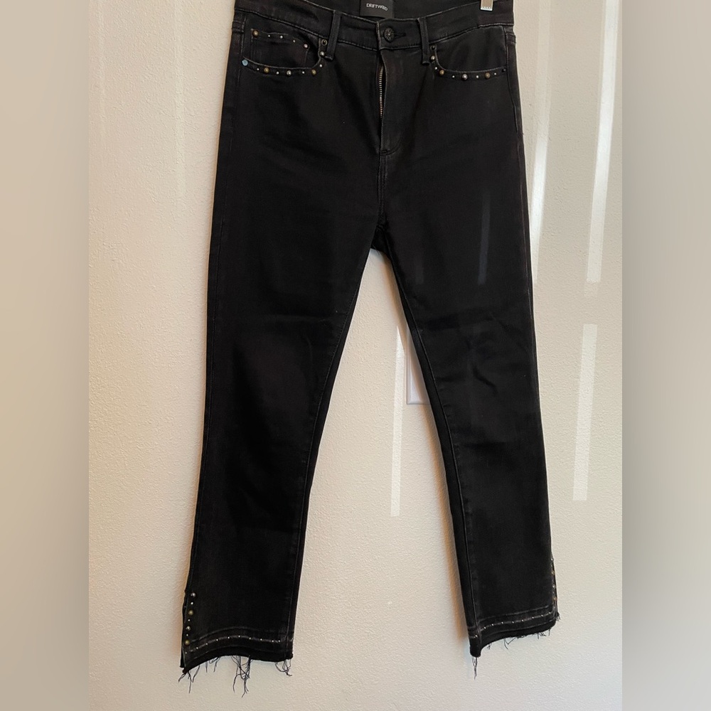 DRIFTWOOD Women’s Studded Black Straight Crop Denim Jeans‎ waist 28